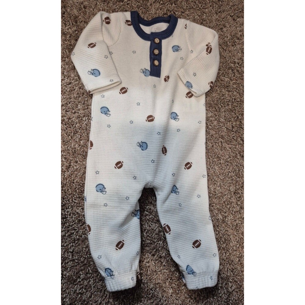 Mudpie football sleeper size 0-3 months Like new